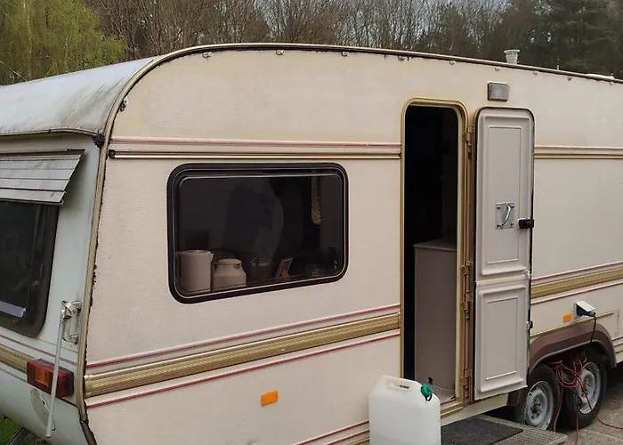 Campingplatz Wohnwagen Auf Tierschutz Landhof Inmitten Der